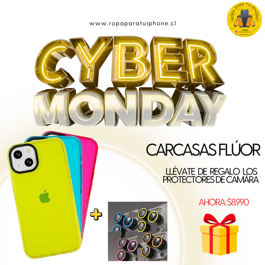 Carcasa Transparente Flúor + Protector de Cámaras de regalo